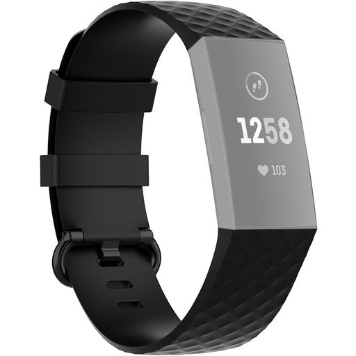 Mobigear Cross Bracelet Silicone Fitbit Charge 4 Fermeture boucle ardillon - Noir