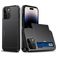 Mobigear Card Coque iPhone 15 Pro Max Coque arrière Rigide Anti-Chocs avec Porte-Cartes - Noir