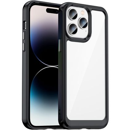 Mobigear Crystal Coque iPhone 14 Pro Coque arrière Rigide - Transparent / Noir
