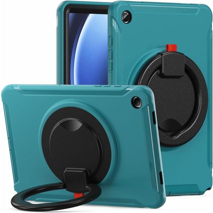 Mobigear RingGuard Coque Samsung Galaxy Tab A9 Plus (2023) Coque arrière en Plastique rigide,Silicone + Support Amovible - Bleu