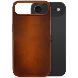 Mobilize Premium Coque iPhone Air MagSafe Coque arrière en Cuir Véritable - Burned Cognac