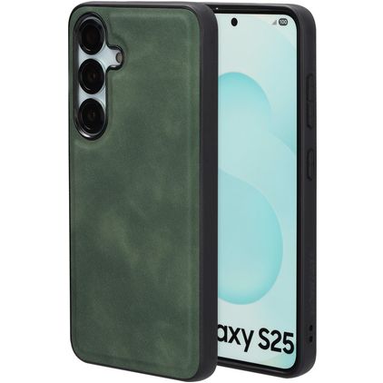 Mobiparts Classic Coque Samsung Galaxy S25 MagSafe Coque arrière en TPU,Similicuir - Emerald Green