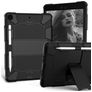 Mobigear ShieldStand Coque iPad 7 (2019) Coque arrière en Plastique rigide,Silicone + Porte-crayon + Support Amovible - Noir