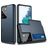 Mobigear Card Coque Samsung Galaxy S21 Ultra Coque arrière Rigide Anti-Chocs avec Porte-Cartes - Bleu
