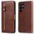 Mobigear Zipper Housse Samsung Galaxy S23 Ultra Etui Porte-Monnaie - Marron