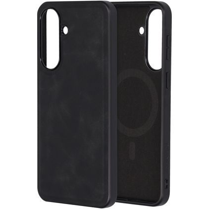 Mobiparts Classic Coque Samsung Galaxy A37 MagSafe Coque arrière en TPU,Similicuir - Graphite Black