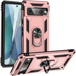 Mobigear Armor Ring Coque Google Pixel 7 Pro Coque arrière Rigide Anti-Chocs avec Anneau-Support - Rose doré