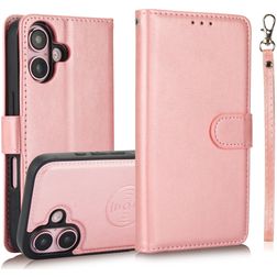Mobigear Wallet Housse iPhone 16 Plus Etui avec Coque Détachable Porte-Monnaie - Rose doré