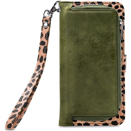 Mobilize Magnet Zipper Housse Samsung Galaxy A22 5G Etui avec Coque Détachable Porte-Monnaie - Olive Leopard