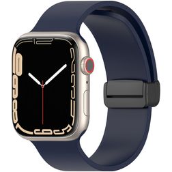 Mobigear Sport Mag Bracelet Silicone Apple Watch Fermeture magnétique - 42/41/40/38 mm - Bleu Marin