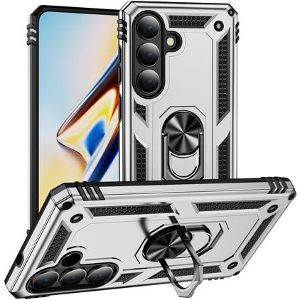 Mobigear Armor ring Coque Samsung Galaxy S26 Coque arrière Rigide Anti-Chocs avec Anneau-Support - Argent