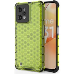 Mobigear Honeycomb Realme C31 Plastique rigide Coque arrière Antichoc - Vert