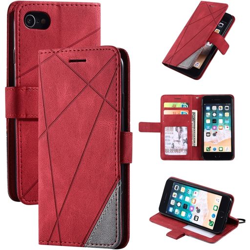 Mobigear Rhombus Housse iPhone SE (2022) Etui Porte-Monnaie - Rouge