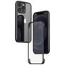 Valenta Full Cover Coque iPhone 15 Pro Max Coque arrière en Verre trempé Anti-Chocs - Transparent / Noir