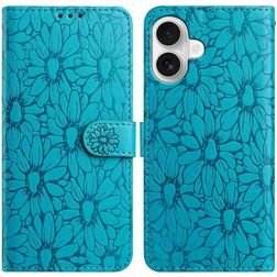 Mobigear Flowers iPhone 17 Étui Portefeuille - Bleu