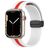 Mobigear Stripe Mag Bracelet Silicone Apple Watch Fermeture magnétique - 42/41/40/38 mm - Blanc / Rouge