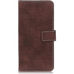 Mobigear Croco Motorola Moto G60s Étui Portefeuille - Marron