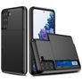 Mobigear Card Coque Samsung Galaxy S21 Coque arrière Rigide Anti-Chocs avec Porte-Cartes - Noir