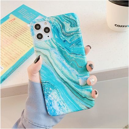 Mobigear Marble Coque iPhone 12 Pro Max Coque arrière en TPU Souple - Vert