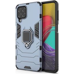 Mobigear Armor Ring Samsung Galaxy M53 Plastique rigide Coque arrière Antichoc avec bague de maintien - Bleu