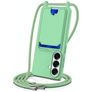 Mobigear Lanyard Card Samsung Galaxy S26 Silicone Coque avec cordon et porte-cartes - Vert