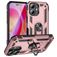 Mobigear Armor Ring Coque iPhone 16 Coque arrière Rigide Anti-Chocs avec Anneau-Support - Rose doré
