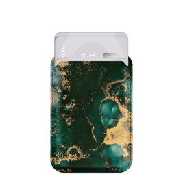 MIO - Porte Cartes en - 3 Cartes - Compatible MagSafe - Green Marble
