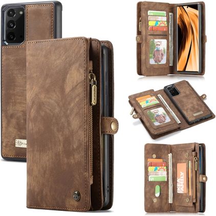 CaseMe 008 Samsung Galaxy Note 20 Coque Étui 2en1 avec coque amovible Portefeuille - Marron