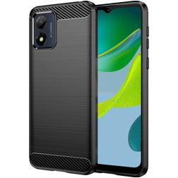 Mobigear Brushed Slim Coque Motorola Moto E13 Coque arrière en TPU Souple - Noir