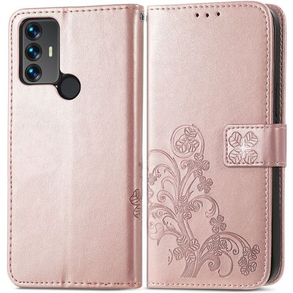 Mobigear Clover Housse TCL 305 Etui Porte-Monnaie - Rose doré