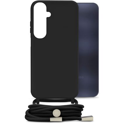Mobilize Lanyard Gelly Samsung Galaxy A25 Coque avec cordon en TPU Souple - Noir