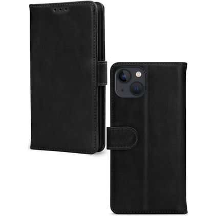 Mobilize Wallet Housse iPhone 13 Etui en Cuir Véritable Porte-Monnaie - Noir