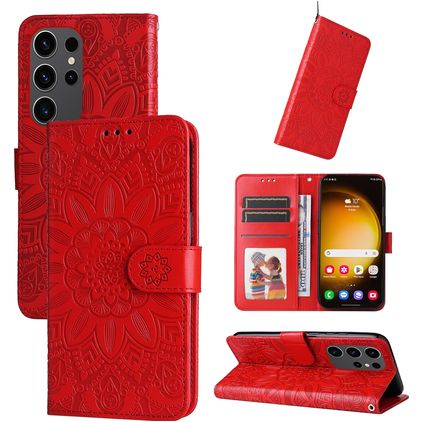 Mobigear Sunflower Housse Samsung Galaxy S24 Ultra Etui Porte-Monnaie - Rouge