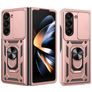 Mobigear Armor Ring Cam Slide Coque Samsung Galaxy Z Fold 7 Coque arrière Rigide Anti-Chocs avec Anneau-Support et Protecteur Lentilles - Rose doré