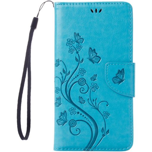 Mobigear Flowers Housse iPhone SE (2020) Etui Porte-Monnaie - Bleu