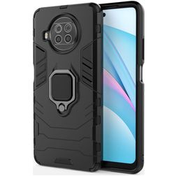 Mobigear Armor Ring Xiaomi Mi 10T Lite Plastique rigide Coque arrière Antichoc avec bague de maintien - Noir