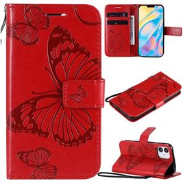 Mobigear Butterfly Housse iPhone 12 Mini Etui Porte-Monnaie - Rouge