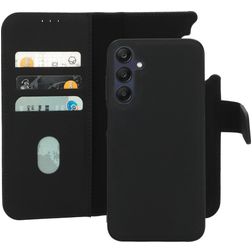 Mobiparts Samsung Galaxy A25 Coque Cuir véritable Étui 2en1 avec coque amovible Portefeuille - Noir