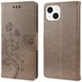 Mobigear Flowers Housse iPhone 14 Etui Porte-Monnaie - Gris
