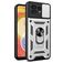Mobigear Armor Ring Cam Slide Motorola Edge 40 Pro Plastique rigide Coque arrière Antichoc avec bague de maintien et cache caméra coulissant - Argent