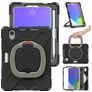 Mobigear RingGuard Coque iPad Mini 7 (2024) Coque arrière en Plastique rigide,Silicone + Porte-crayon + Bandoulière + Support Amovible - Noir