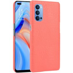 Mobigear Croco Coque OPPO Reno 4 Coque arrière Rigide - Rouge