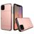 Mobigear Card Coque iPhone 11 Coque arrière Rigide Anti-Chocs avec Porte-Cartes - Rose doré