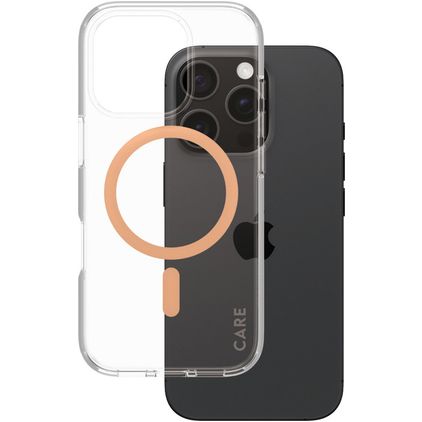 CARE by PanzerGlass Flagship Coque iPhone 16 Pro MagSafe Coque arrière Rigide - Peachy