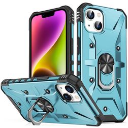 Mobigear Armor Ring Coque iPhone 14 Plus Coque arrière Rigide Anti-Chocs avec Anneau-Support - Bleu