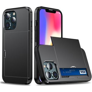 Mobigear Card Coque iPhone 14 Coque arrière Rigide Anti-Chocs avec Porte-Cartes - Noir