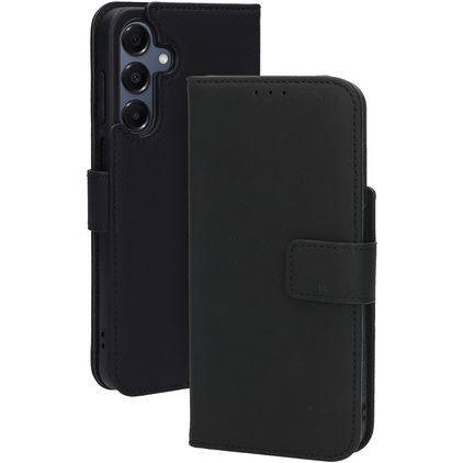 Mobiparts Wallet Housse Samsung Galaxy A16 MagSafe Etui en Cuir Véritable Porte-Monnaie - Noir