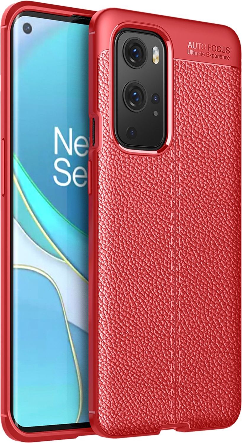 Coque OnePlus 7 Pro (6,67") Motif Litchi Rouge - PC Dur + PU, Protection Mince, Accès Complet Aux Ports