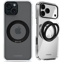 Mobilize 360 Rotating Ring Coque iPhone 15 MagSafe Coque arrière Rigide avec Anneau-Support - Noir