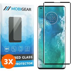 Mobigear Curved Motorola Edge Plus Verre trempé Protection d'écran - Compatible Coque - Noir (Lot de 3)